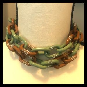 Chunky Colored Enamel Chainlinks w Diamanté Detail